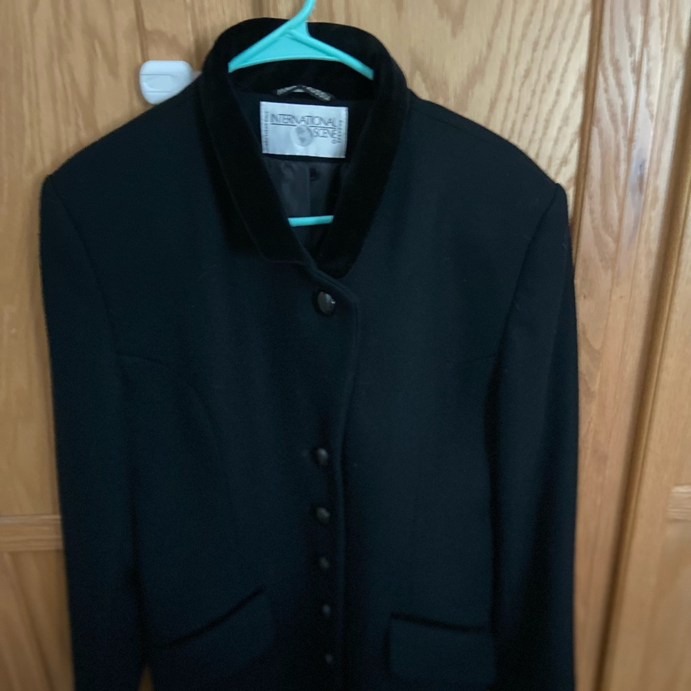 International Scene Black  Formal Coat Made in Russia Dry Clean Only. Wool.